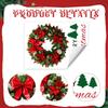 Christmas Wreath Wall Sticker Art Xmas Wall Decal for Kids Room Office Party Removable PVC Wallpaper Office Indoor Nursery