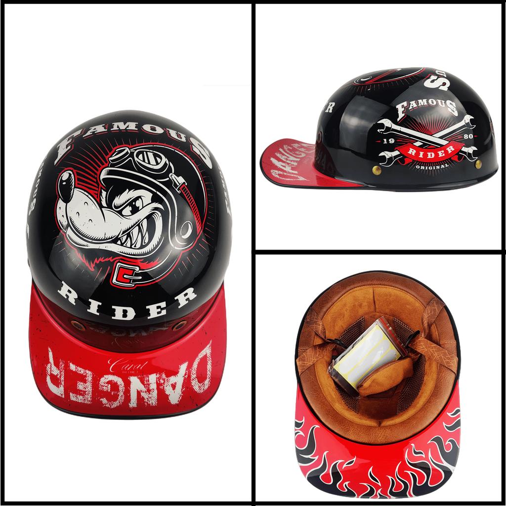 Retro Open Face Motorcycle Helmet Unisex Vintage Style Scooter Baseball Cap Half Hat for Chopper Electric Motorcycles