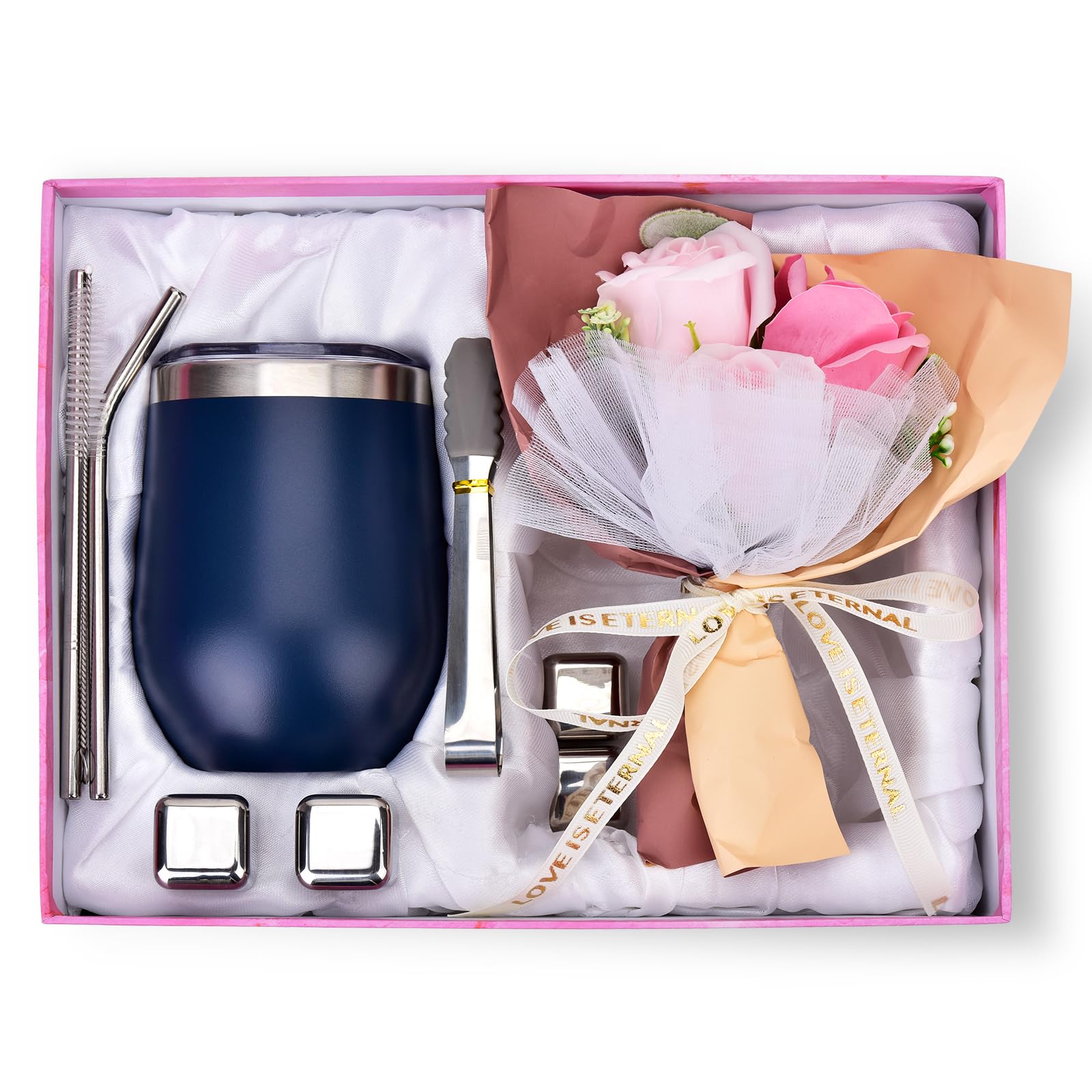 

Deluxe 360ml Vacuum Insulated Tumbler Gift Stainless Insulates Hot and Cold Includes Rose Soap Message and 4 Stainless Steel Ice Perfect for Respect