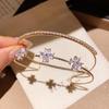 Gold Petal Zircon Flower Open Cuff Bracelet - Elegant Versatile Hand Jewelry