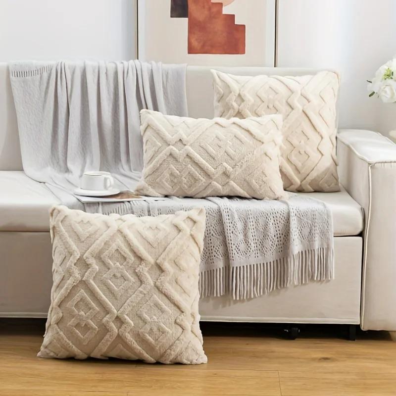 Beige Snowflake Velvet Jacquard Throw Pillow Covers Printed Pillowcase Decor Home Decor Room Decor Bedroom Cushion cover