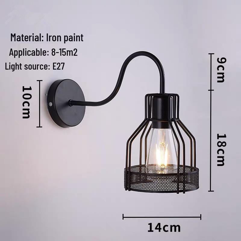 Retro Industrial Outdoor Wall Lamp - Iron Art for Hallway, Corridor, Balcony, or Restaurant