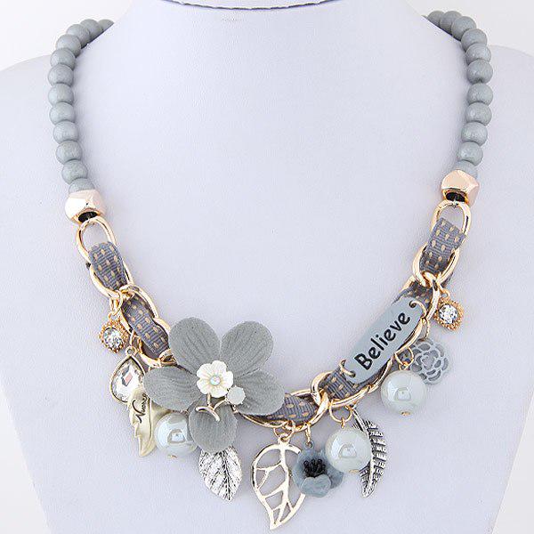 Flower Statement Necklaces Resin Beaded Candy Color Choker Necklaces Fashion Jewelry for Women серый