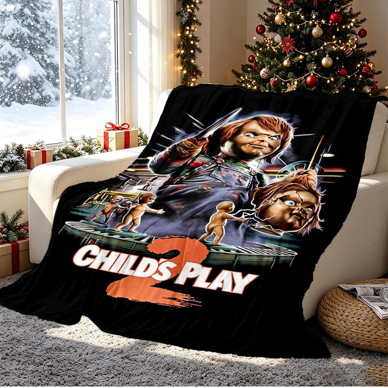 Chucky Pattern Blanket for Home Decoration, Bed, Sofa, Car Travel, Camping, Suitable for All Seasons, Birthday Christmas Gift