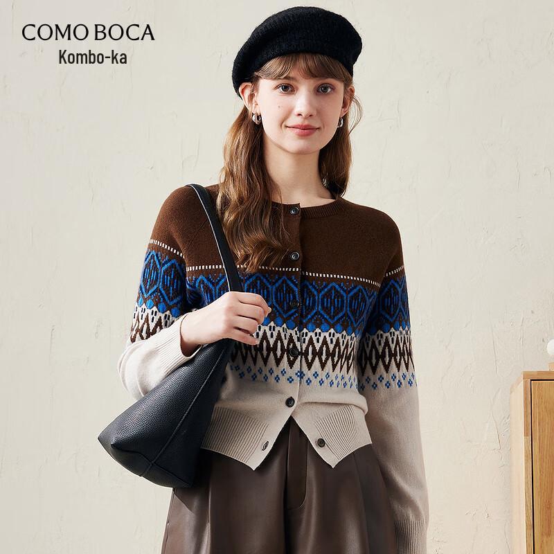 Komom Boka Women's Retro Jacquard Wool Cardigan