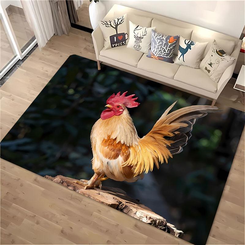 Funny Gallic Rooster 3D HD Printing Carpet for Living Room Cartoon Kid Bedroom Sofa Doormat Mat Floor Tapete Anti-slip Decor Rug