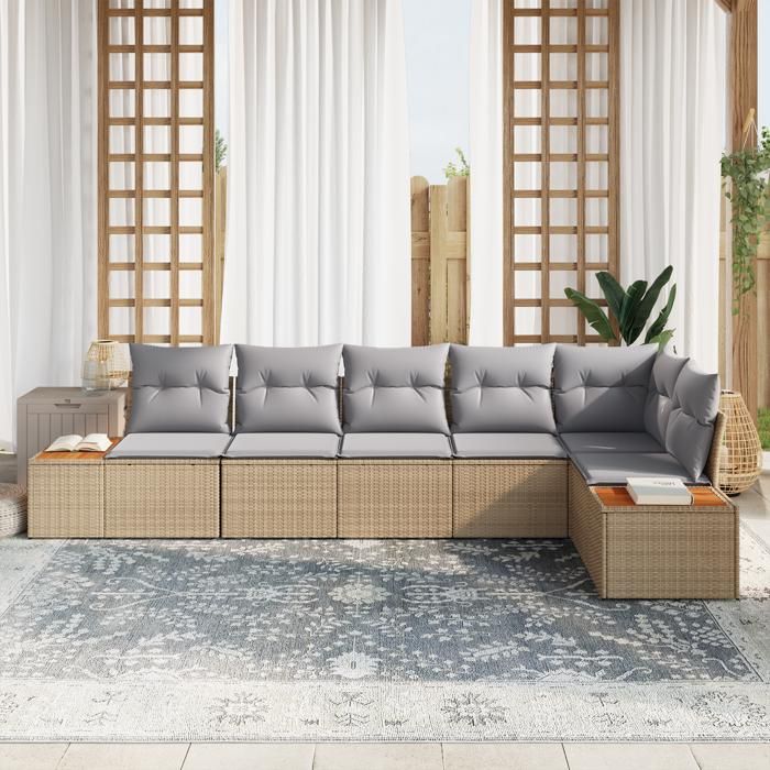 VidaXL Ensemble de Canapé de Jardin 6 Pièces avec Coussins Beige Rattan Acacia 3348096