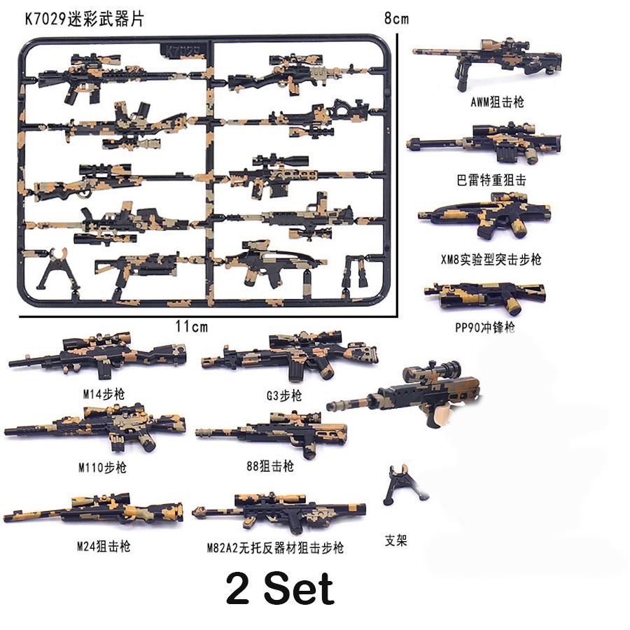 98K Military Weapon Accessories Guns Bricks Swat Sniper Rifle Pistol Soldier WW2 Army MOC Part Military Building Block Model