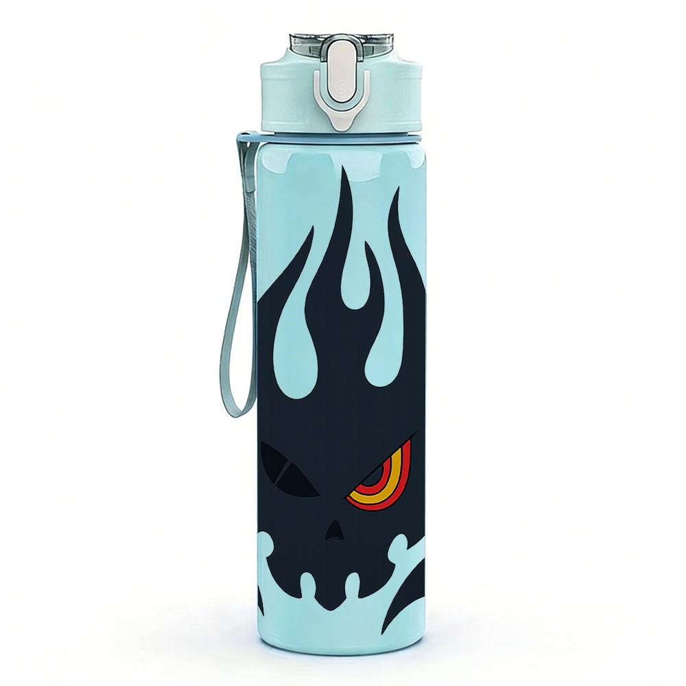 1PC Black Flame Symbol Art 750ml Color Plastic Sports Water Bottle Leakproof Flip Straw Lid Suitable for Sports Office Home Use