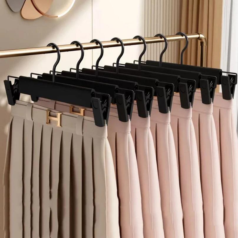5PCS Pants Hanger Adjustable Clips Space Saving Anti-Slip Metal Rack Women's Skirt Clothes Organizer Socks Lingerie Racks