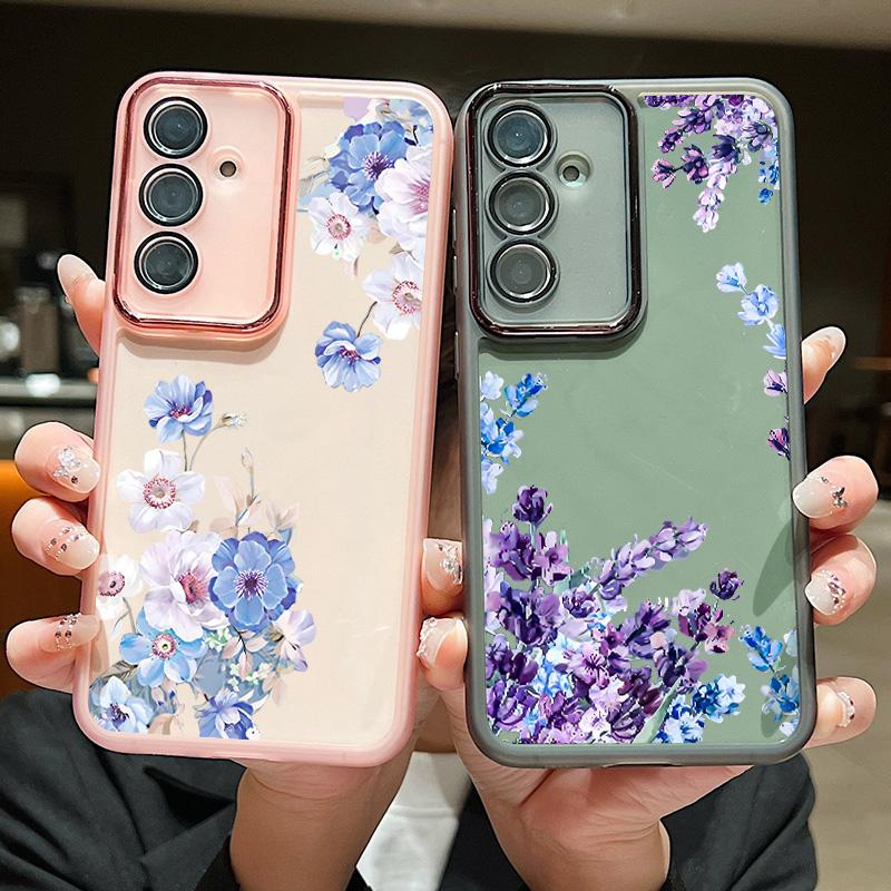 Floral Pattern Soft TPU Case For Samsung Galaxy S25 S24 Ultra S21 S23 S24 FE A56 A55 A54 A15 A16 A25 A35 A36 A53 5G Phone Cover