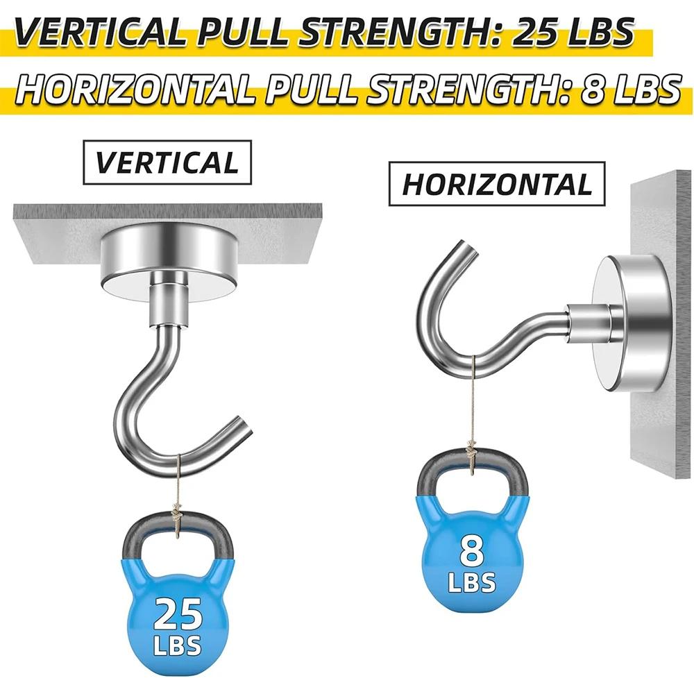 10PCS E20 Metal Strong Magnetic Hooks Wall-mounted Heavy Duty Magnet Hook Key Coat Hanging Hanger Home Kitchen Bathroom Storage