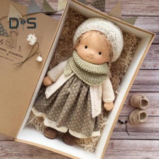 Handmade Waldorf Doll Stylish Clothes Expression Knitted Dolls with Soft Hair Vintage Crocheted Doll Gift for Family Friends Outdoor Travel Home Decor