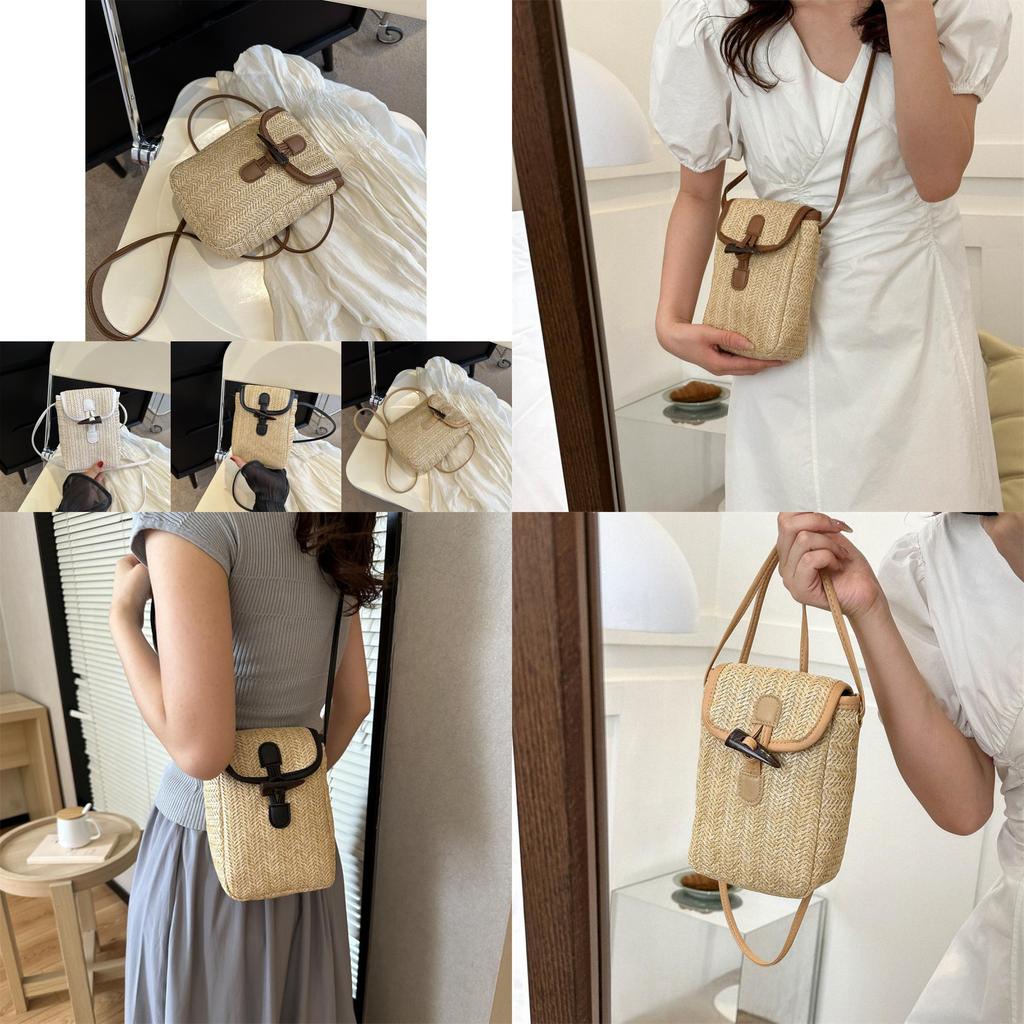 Stylish Women's Woven Crossbody Bag 2023 Trendy Mini Purse For Daily Use In White Black Khaki Brown