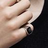 Silver Colored Ring Men's Cuban Chain Personalized Design Open Ring Versatile High-end Jewelry