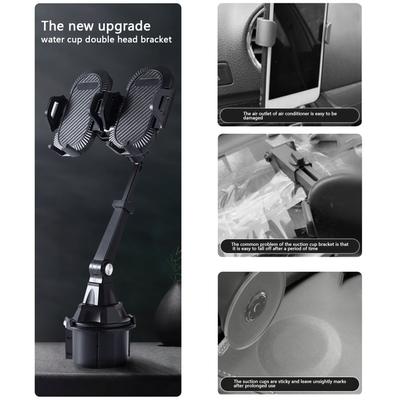 Soporte Doble para Teléfono para Portavasos de Coche Soporte para Teléfono Estable y Ajustable Soporte Doble para Teléfono de Coche Compatible con Todos los Teléfonos Móviles