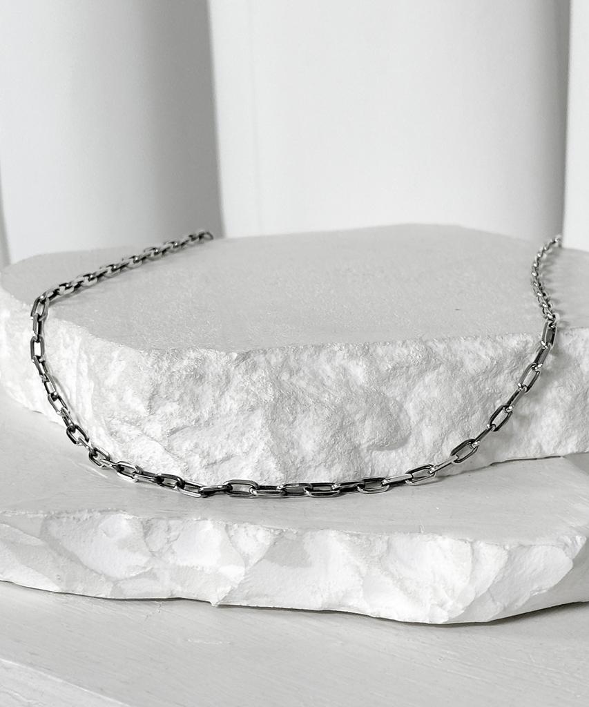 Blessed Bullet Square Chain Necklace_Silver 925_Antique Silver/Black Silver/Rose Gold/Gold