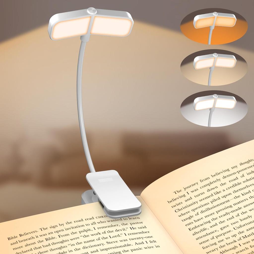 16 LED Wingy Book Light Rechargeable Book Lamp Reading Light in Bed 3 Color Temperatures Dimming Brightness Read Light Read Lamp