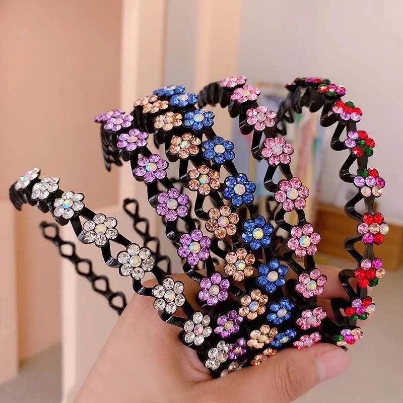 New Fashionable Pearl Headband With Edging For Girls Hair Accessories With Anti Slip Rhinestones And Elastic Flower For Women