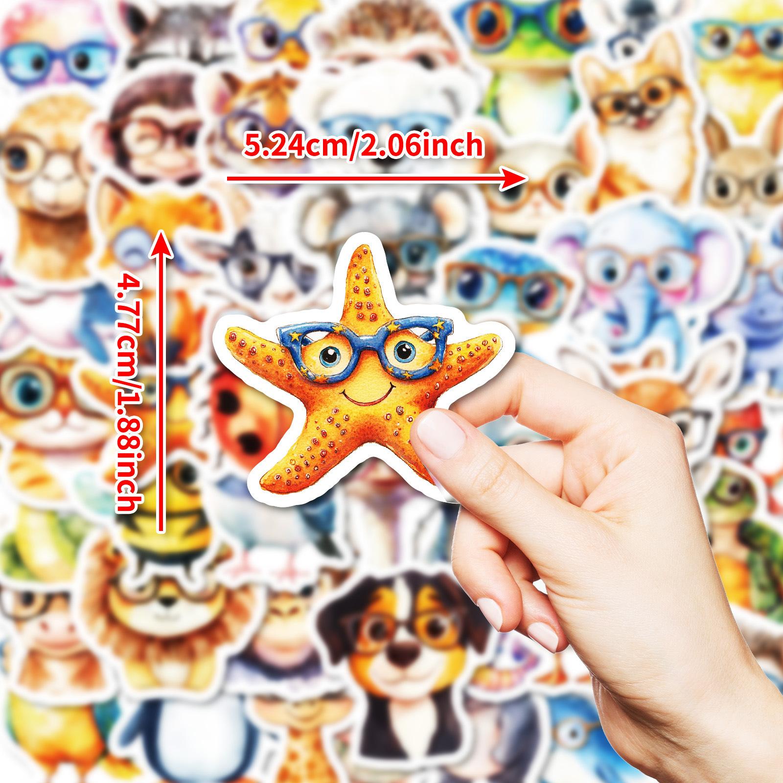 

50 Creative Anthropomorphic Animal Graffiti Stickers Cultural Glasses Starfish Decorative Mobile Phone Case Refrigerator Stickers