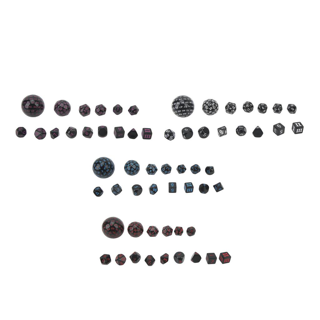 15Pcs Polyhedral Dice Set Acrylic D3 to D100 Table Gaming Dices for Role Playing Table Games Party S