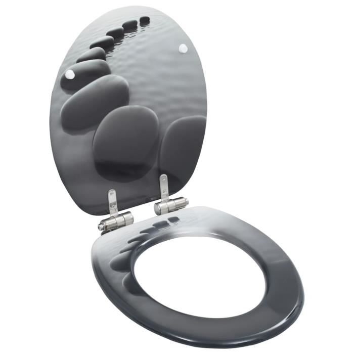 VidaXL MDF Toilet Seat Soft-Close Lid Stones