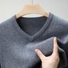 Men's Versatile V-Neck Cashmere Sweater: Warm Autumn/Winter Knit for Middle-Aged & Young Adults