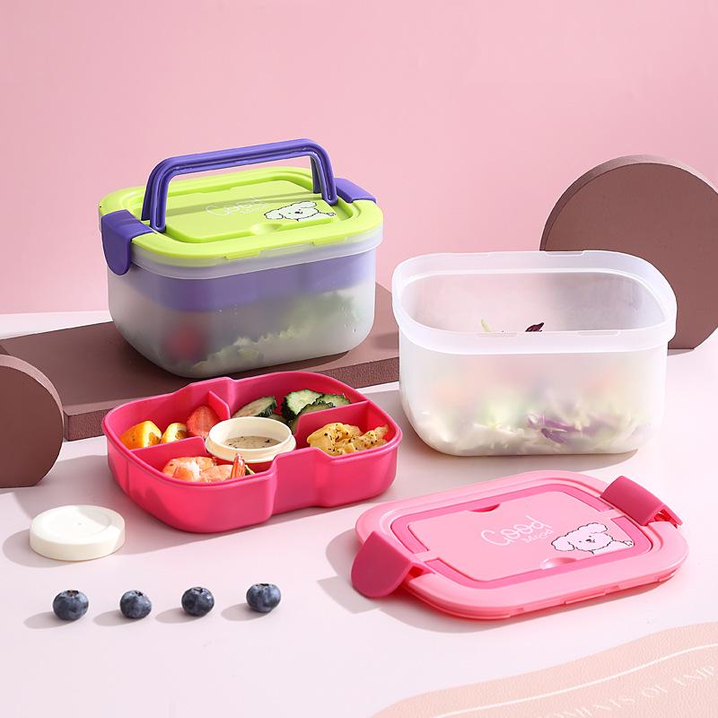 Portable Microwave-Ready Bento Box with Compartments for Students - Fresh-Keeping Salad & Snack Container