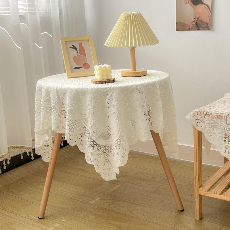 Vintage White Lace Tablecloth Tea Table Bedside Table Washing Machine Refrigerator Rectangular Dust Cover Cloth Sofa Decoration Dust Towel Home Decora
