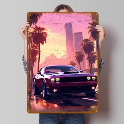Dodge Challenger Demon 170 Cartelli in metallo, poster per auto, ornamenti per stanze, cartello in latta personalizzato per decorazioni murali, arredamento vintage per la casa
