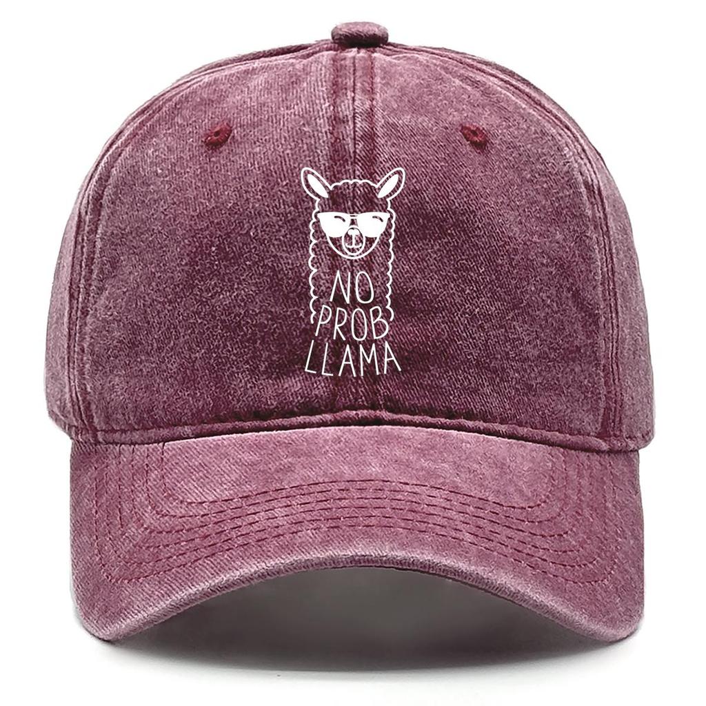 NO PROB LLAMA" Print Adjustable Sun Hat, Animal Alpaca Man's Cap Sun Visor Breathable Fashion Stylish Snapback Baseball Hat
