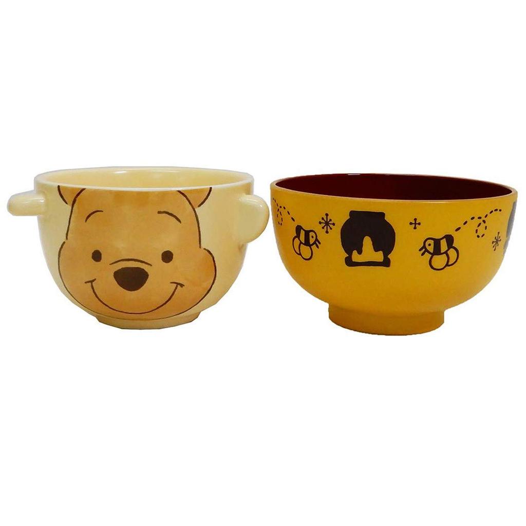 Disney the Pooh Soup Bowl and Rice Bowl "Winnie Pooh" (Crayon Touch) Set, Mini, SAN3003-7
