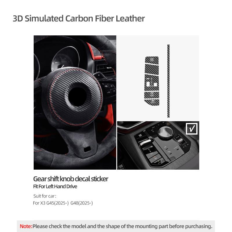 

Made of Alcantara For BMW X3 G45 G48 2025 2026- Center Console Gear Shift Button Trim Sticker Car Interior Tuning Accessories
