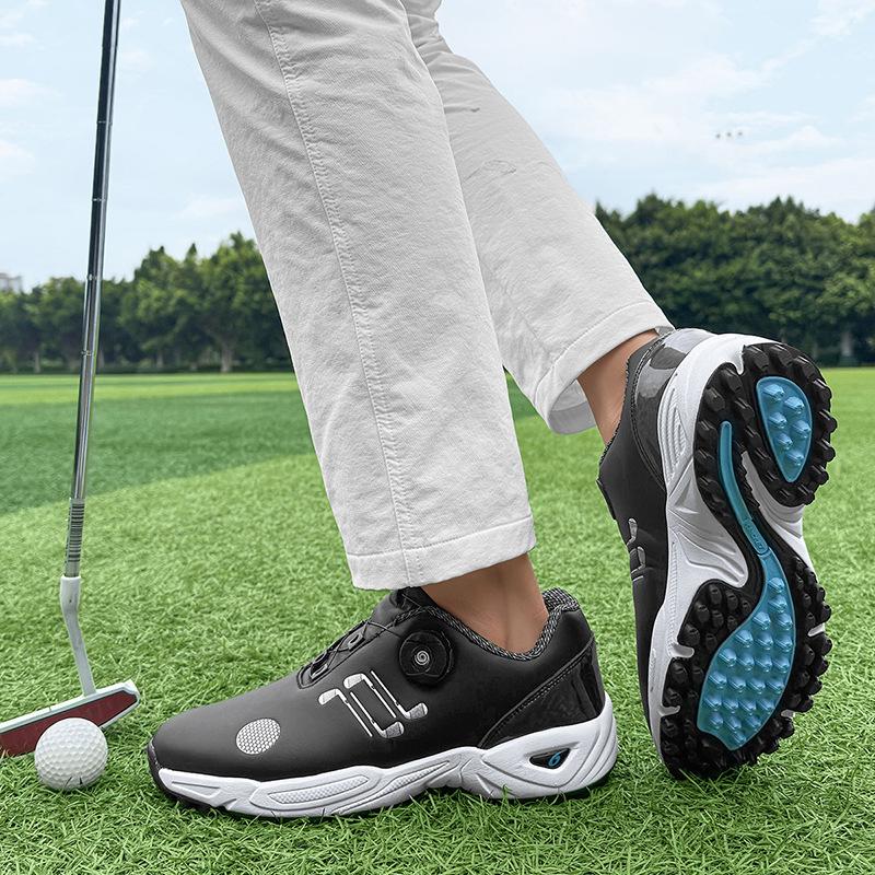 Foreign trade new golf shoes men's rotating buckle lace-free lightweight casual non-slip waterproof golf shoes