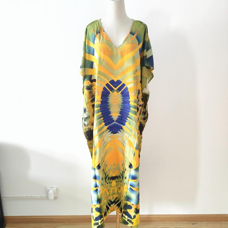 2022 European & American Beach Cover-up: Printed Long Robe & Bikini Sun Protection Dress