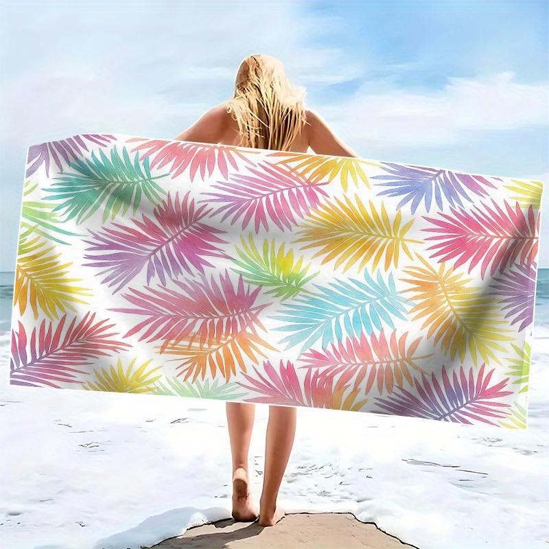 Tropical Palm Leaves Pattern Beach Towel Highly Absorbent Quick-Drying Soft Lightweight Perfect for Yoga Pilates Camping Travel