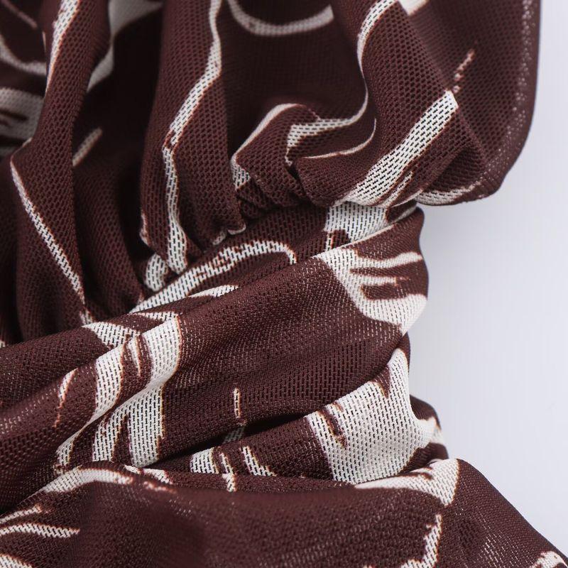 Kaslead New Women Clothes Western Style Neck Collar Print Silk Net Length Dress 5039143