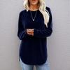 Women's Color Neck Long Sleeve Basic Pullover Top Retro