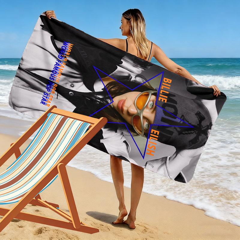 Billie Eilish poster Beach Towel, Large Soft Quick Dry Towel for Beach Camping Swimming