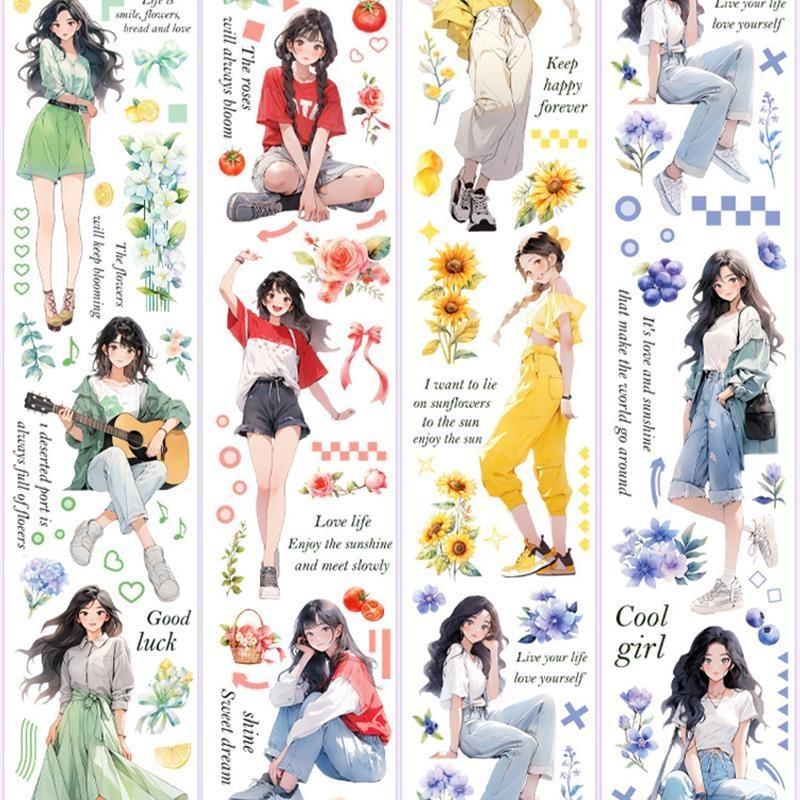 1 rotolo di nastro adesivo con tema ragazza in stile Hong Kong, manuale, scrapbooking, fai da te, decorativo, journaling, forniture