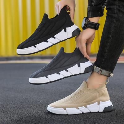 Slip-on Men's Shoes Spring New Breathable High Elastic Socks Mouth Fly Woven Men's Set of Feet Casual Fashion Sports Shoes Men