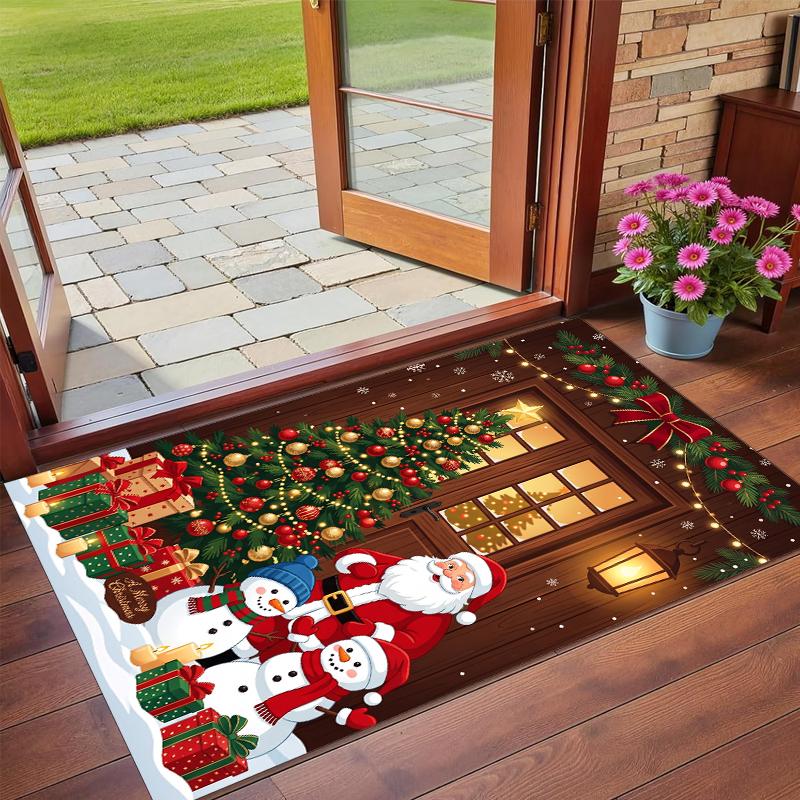 Christmas Printed Square Area Rug Soft Non Slip Floor Carpet For Bedroom Holiday Gift