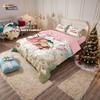 3-teiliges Frohe Weihnachten Rosa Weihnachtsmann Bedrucktes Chipless Bettwäsche-Set Mehrere Größen Schlafzimmer Bettwäsche Dekoration Maschinenwaschbar