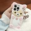 3D Rilakkuma Phone Case For Samsung Galaxy S24 S23 S22 S21 S20 FE Plus Ultra A54 A53 A14 Key Chain Pendant Cartoon Cover