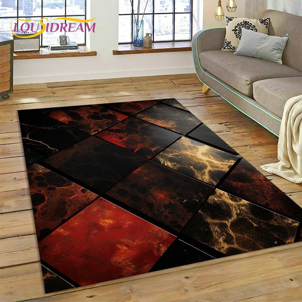 

3D Luxurious Marble Colorful Gold Color Carpet Rug for Home Living Room Bedroom Sofa Doormat Decor,Area Rug Non-slip Floor Mat 40x60cm