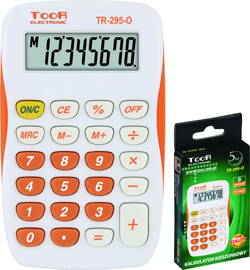 Toor Orange 8-Digit Pocket Calculator Tr-295-O