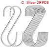 10/15/20/25/30pcs Home Kitchen Stainless Steel Holder Hanger S Shaped Hook Clasps Hooks Storage Rack