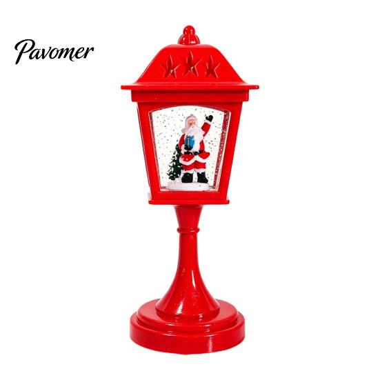 Desktop Healing Decoration Christmas Snow Sphere Lamp, Retro Street Lamp Design, Santa Home Interior Accents Snowman Tree Night Light for Bedroom,