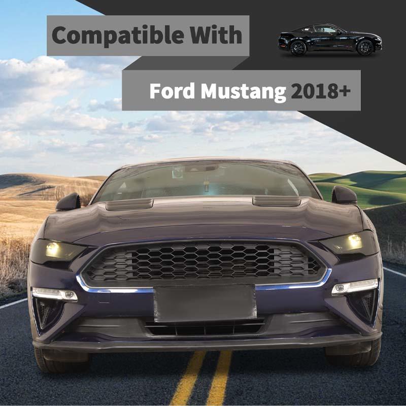 Bil Främre Strålkastare Lampa Dekorationsskydd ABS Dekoration För Ford Mustang 2018 Upp Exteriörtillbehör ,Rökt Svart