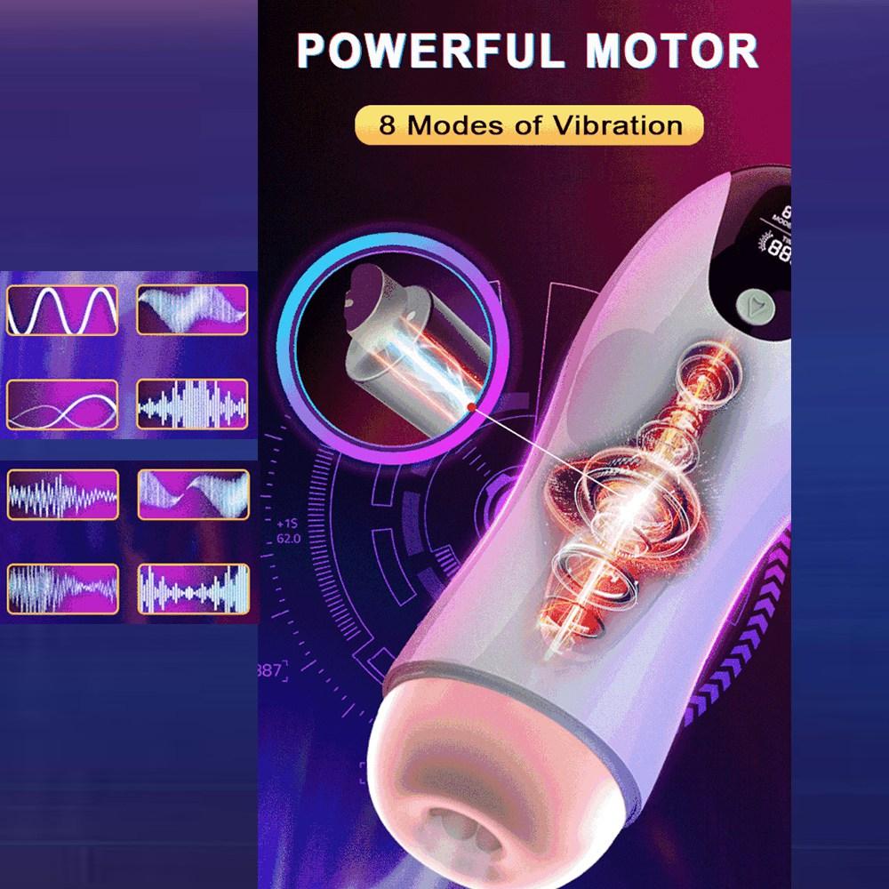 Adult Products Men's Automatic Airplane Cup Sucking Telescopic Intelligent Sound Heating Simulation Channel Sex Masturbation